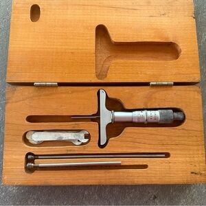 Vintage Craftsman Depth Micrometer Set | Made in USA | Wooden Case